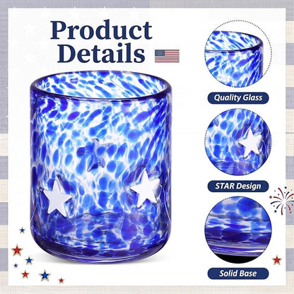SiliFine 2 Pcs Patriotic Star Icon Juice Glasses - 14oz 250th Anniversary - Image 4
