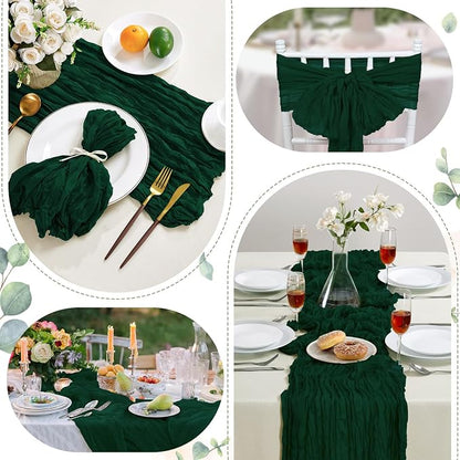 AGIRL 6 Pack Emerald Green Cheesecloth Table Runner 10FT Boho Home Decor | - Image 6