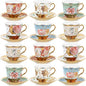 Teenyyou Set of 12 Tea Cups and Saucers Tea Party Decorations Floral Porcelain by Teenyyou
