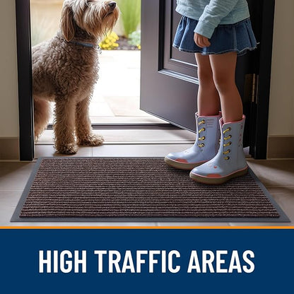 OLANLY Front Door Mat Indoor Outdoor Entrance, Waterproof Heavy Duty Doormat, Fade Resistant, Low Profile, Easy Clean Patio Porch Welcome Floor Mats for Entry, 59x23, Tan