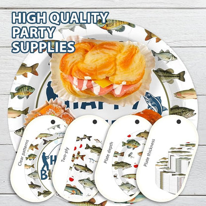 250Pcs Gone Fishing Birthday Party Decorations, Serves 50 | Gone Fishing Plates - Image 3