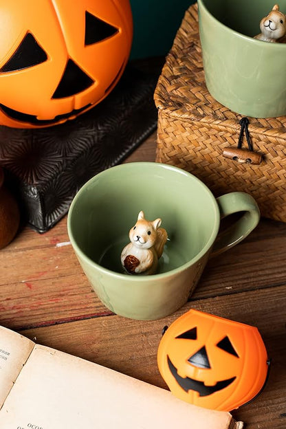 DIHOclub Squirrel Ceramic Cup Hidden 3D Animal Inside Mug, Cute Cartoon - Image 5