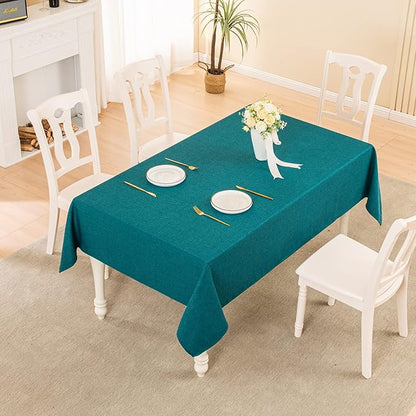 BALCONY & FALCON Rectangle Tablecloth Washable Wrinkle Resistant and Water Proof Table Cloth Decorative Linen Fabric Tablecloths for Dining Parties Kitchen Wedding and Outdoor Use (Teal, 57x85)