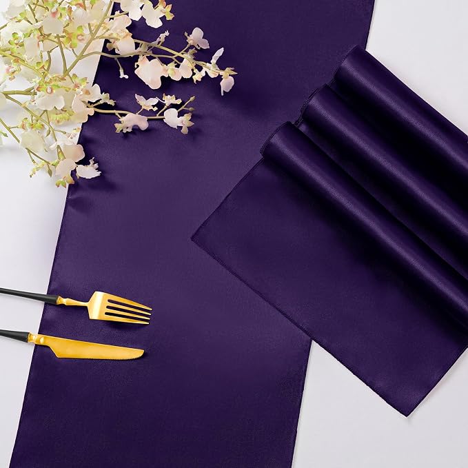 Horbaunal 12 Pack Purple Satin Table Runner 12 x 108 Inch | Smooth Table Runners - Image 5