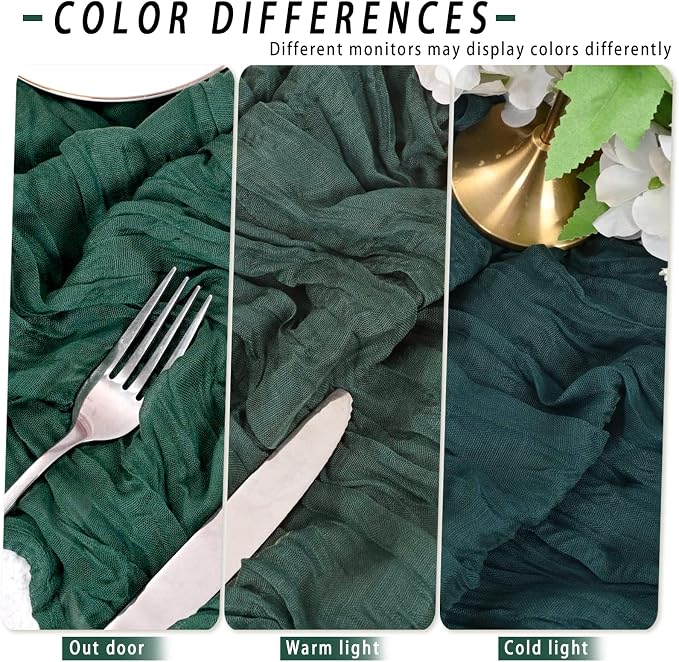 8 Pack Emerald Green Cheesecloth Table Runner 17x108 inch | Boho Gauze Cheese - Image 6