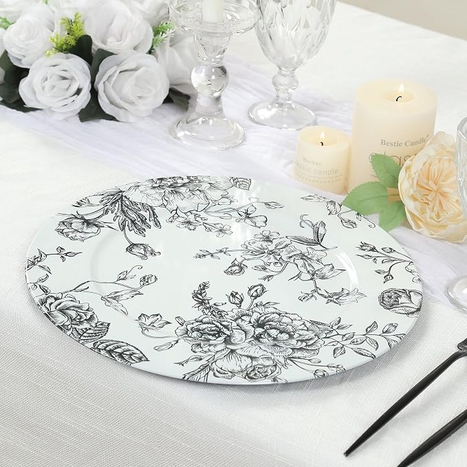 Efavormart 6-Pack Acrylic Charger Plates 13" Round White - Image 6