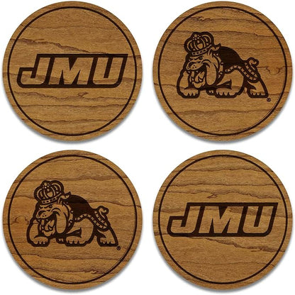 LazerEdge James Madison Dukes Wooden Coaster Set - Cherry Wood - Officially Licensed Product - 4-Pack