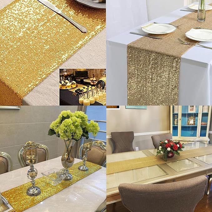 12 Packs 12 X 72 Inch Sequin Table Runner Glitter Dining Table Runner - Image 8