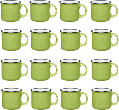 Set of 16 Ceramic Campfire Mugs – 15 Oz, Lime – Coffee & Tea Cups by GiftsbyDesign