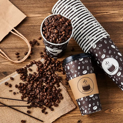 JOLLY PARTY Disposable Coffee Cups - 20oz Paper Cups with Lids - Image 4