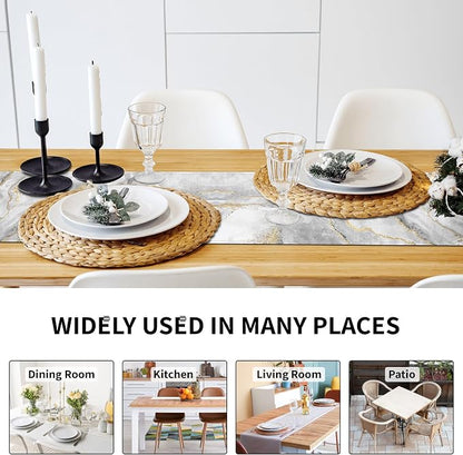 Marble Table Runner 13x36 Inch Gold Grey Table Dresser Runners Modern Table - Image 3