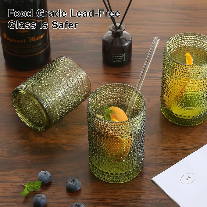 ZMOWIPDL 12oz & 15oz Hobnail Drinking Glasses, - Image 7