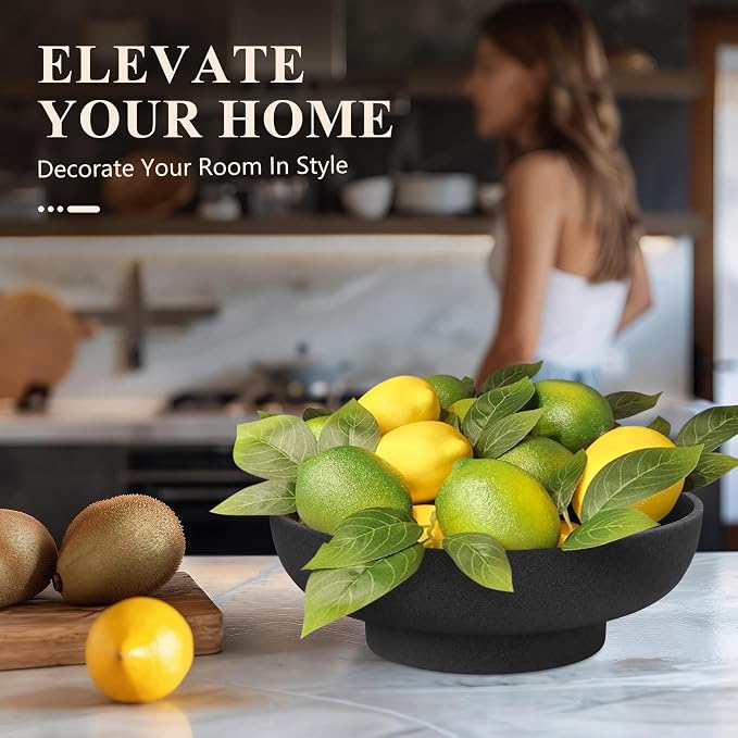 Decorative Resin Bowl, Large Fruit Bowl, Artificial Stone Black | Perfect - Image 3