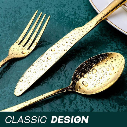 Gold Silverware Set for 8, OGORI 45-Piece Stainless Steel Flatware Set - Image 6