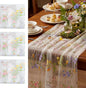 Ivory White Floral Table Runner 10ft Embroidery Tulle Spring Wildflower Table by Windkream