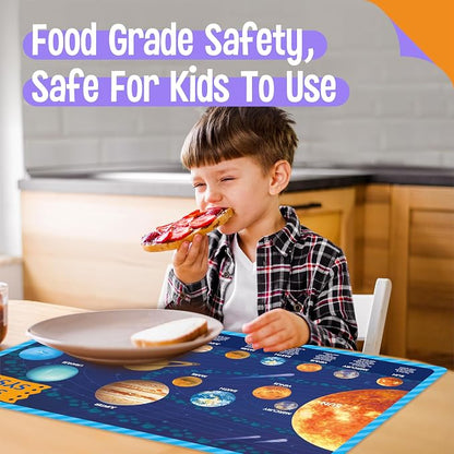 6 Pack Placemats for Kids, Non-Slip Washable, Reusable Alphabet, Shape & Color - Image 6