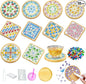 Airsnigi 10 Set DIY Mosaic Tiles for Crafts Mixed Color Mosaic Kits with Wooden Coasters Handmade Glass Coasters Crafts Set for Adult Creative Handmade Home Decoration Christmas Gift