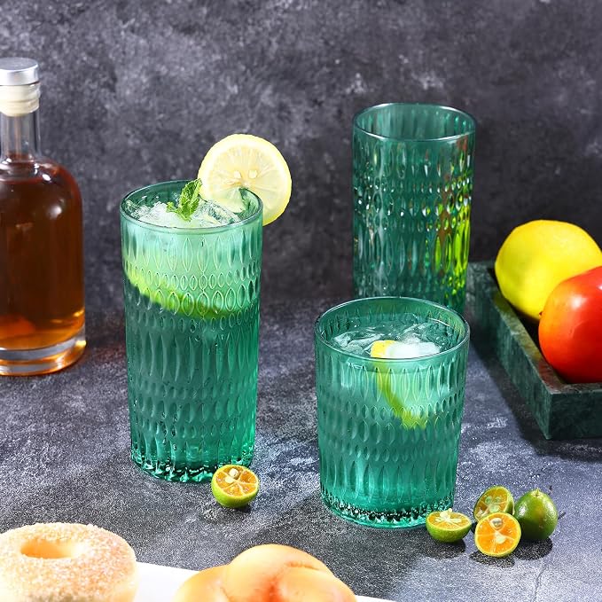 Loivttvv Glassware Drinking Glasses Set of 8, 14 oz Highball Glasses & 10 oz - Image 8