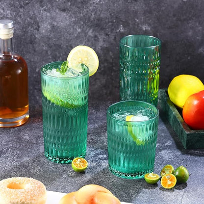 Loivttvv Glassware Drinking Glasses Set of 8, 14 oz Highball Glasses & 10 oz - Image 8