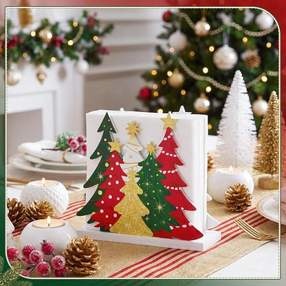 Christmas Tree Napkin Holder for Tables Classical Red and Green Christmas Tree - Image 3
