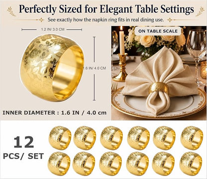 Gold Napkin Rings Set of 12 – Minimal Modern Design – Elegant Napkin Ring - Image 2