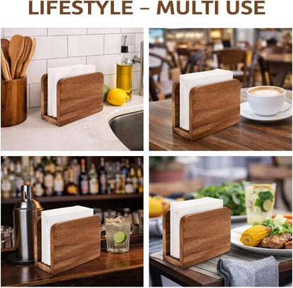 Mango Wood Burning Finish Napkin Holder, 5.5"x2.5"x4" | Upright Paper Napkin - Image 4