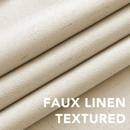 H.VERSAILTEX 100% Blackout Curtains for Bedroom Thermal Insulated Linen Textured Curtains Heat and Full Light Blocking Drapes Living Room Curtains 2 Panel Sets, Bleached Sand, 42x84 Inch