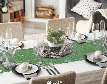 Green Table Runner with Tassels 12x72 Inch - Image 5