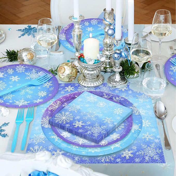 96 Pieces Snowflake Winter Party Supplies Set - Image 5
