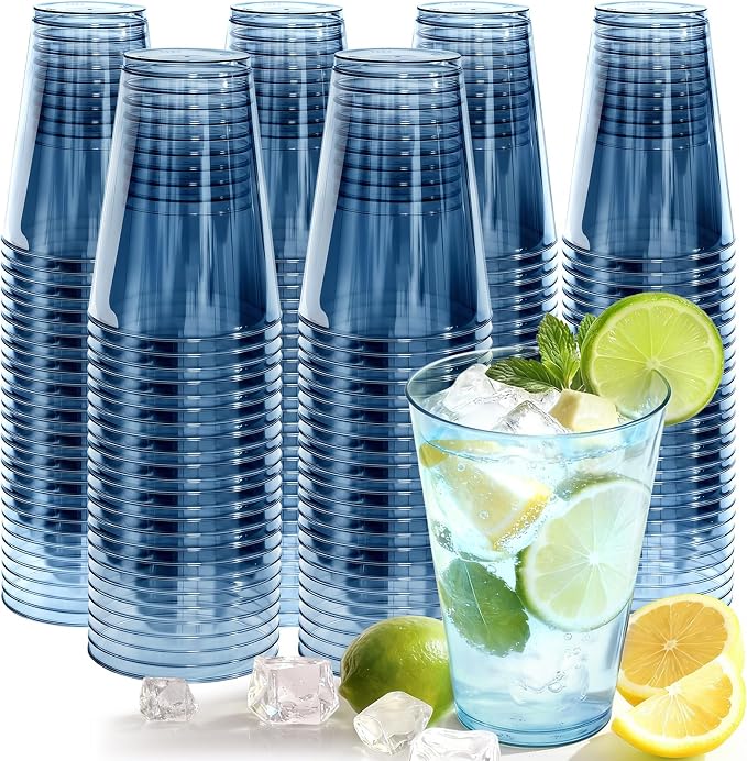 Glowserve 200 Pack 12 oz Blue Disposable Plastic Cups Cocktail Glasses | Cold by glowserve