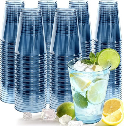Glowserve 200 Pack 12 oz Blue Disposable Plastic Cups Cocktail Glasses | Cold by glowserve