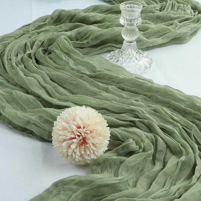12 Pack 10Ft Sage Green Cheesecloth Table Runner 23 x 120 Inch | Gauze Rustic - Image 3