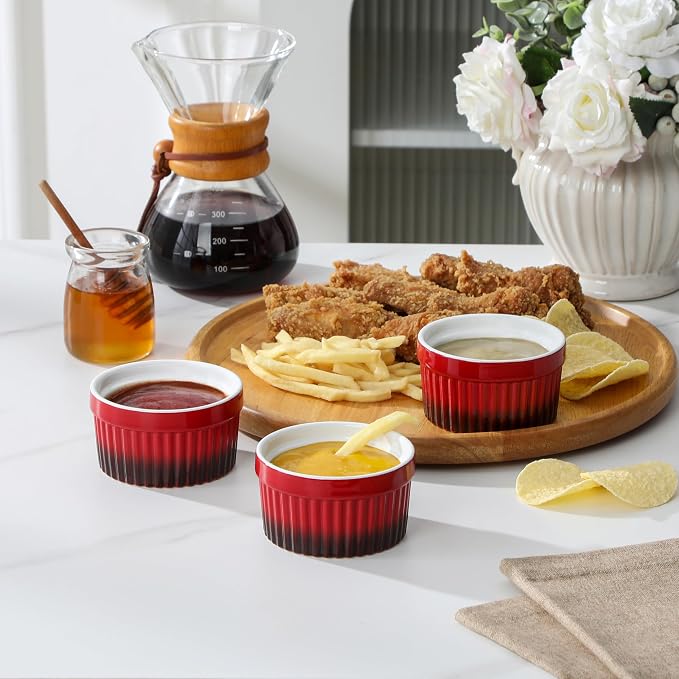 MALACASA Ramekins 4 oz Oven Safe, Small Ceramic Souffle Dishes - Image 7