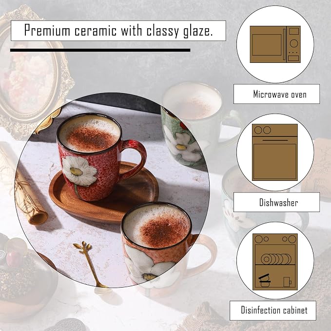VanEnjoy 13oz Coffee Mug 4 Set of Ceramic Coffee Cups Cappuccino Cups Set - Image 5