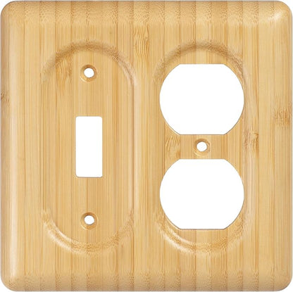 Combination Switch & Outlet Cover Solid Bamboo for Toggle and Duplex Decorative Wall Plate