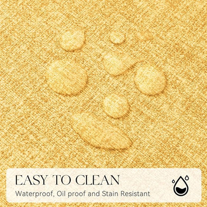 MOSAYT Placemats Set of 4, Heat Resistant Vinyl Place Mats with Coasters, 100% Waterproof Wipeable Washable Faux Leather Table Mats for Kitchen Dining Party Indoor Outdoor, 12" x 17", Yellow