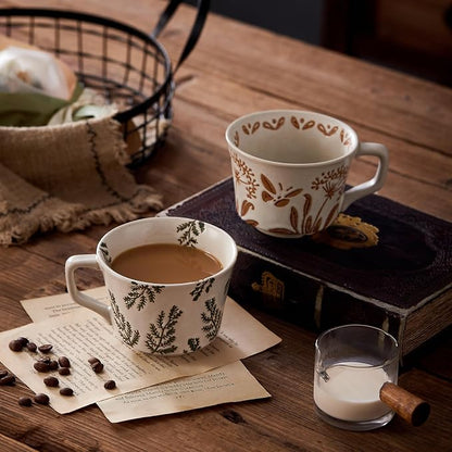 12 oz Vintage Ceramic Coffee Mug Set of 4 - Image 9