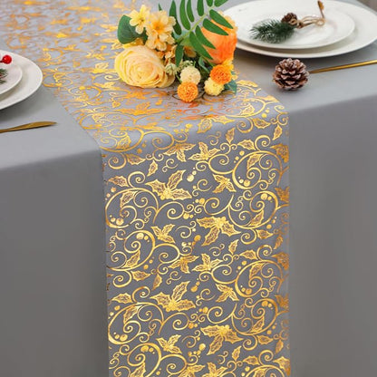 Snowkingdom 2 PCS Gold Table Runner 108 Inches Long by Snowkingdom