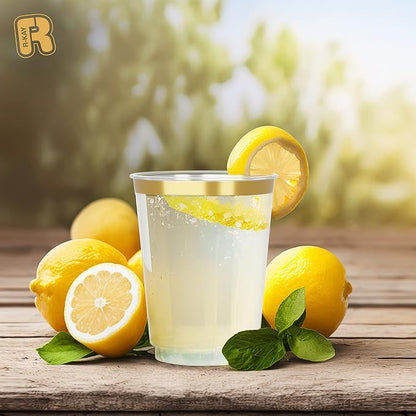 R-kay Gold Plastic Cups, Heavy Duty 10 OZ Disposable cups, Plastic Cocktail - Image 2