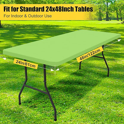 Smiry Rectangle Picnic Table Cloth, Waterproof Elastic Fitted Tablecloths for 4 Foot Tables, Washable Polyester Table Cover for Camping, Indoor and Outdoor (Lime Green, 24"x48")