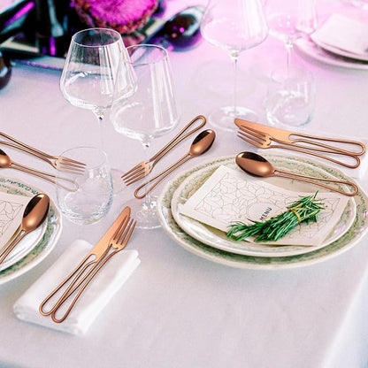 Flatware Set 4 Copper/Rose Gold Silverware Hollow Out Handles 20 Piece - Image 9