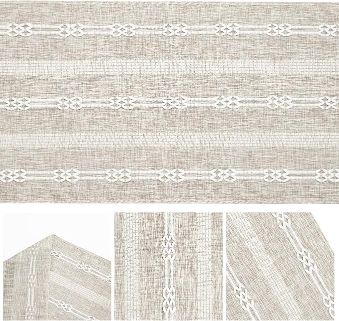 Artoid Mode Brown Farmhouse Embroidered Hollow Table Runner, Seasonal Kitchen - Image 6