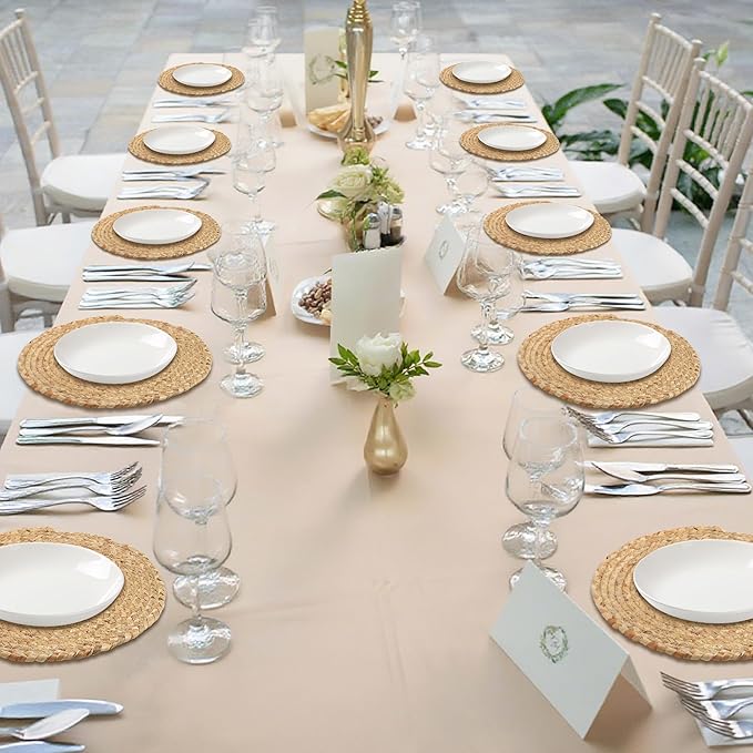 Kochorie Set of 12 Round Woven Placemats 12-Inch Natural Water Hyacinth Plant Placemats Hand-Woven Boho Rattan Placemat Wicker Weave Table Mats for Home Dinner Plates Holiday Supplies