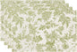 QIYI Boho Placemats Set of 4, 12x18 Inch Linen Fabric Floral Place Mats for Kitchen Dinning, Farmhouse Rustic Cloth Table Mats, Washable Placemat Party Table Décor, Green Botanical Art