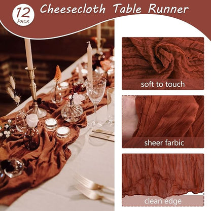 12 Pack Cheesecloth Table Runner 35x72 Inch Boho Gauze Table Runner Rustic - Image 4