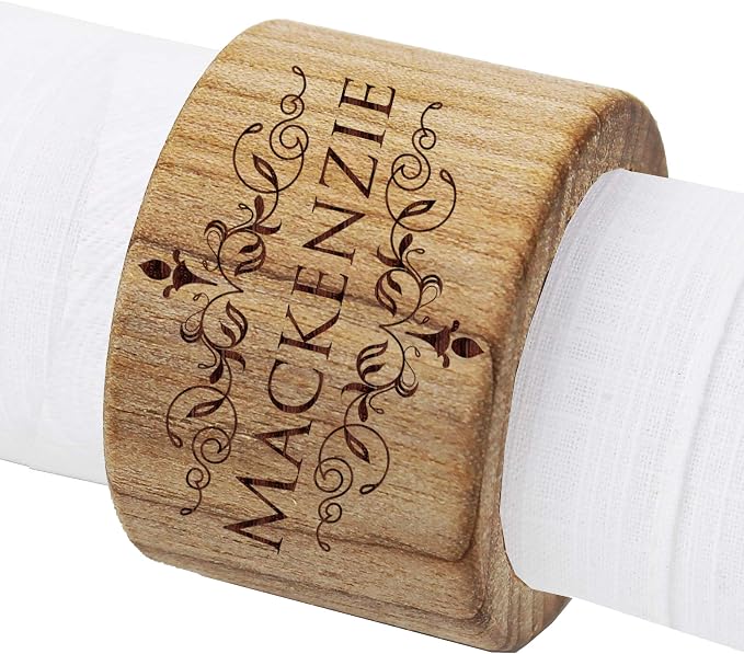 The Wedding Party Store Custom Personalized Wood Napkin Rings - Image 5