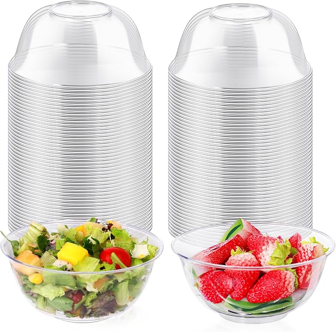 mwellewm 100 Pack 12 oz Clear Plastic Bowls, Small Bowls by Mwellewm