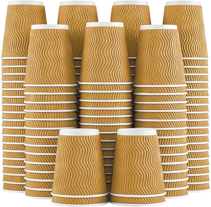 Lamosi 100 Pack Coffee Cups 8 oz, Disposable Paper Coffee Cups No Lids | by BuyNow