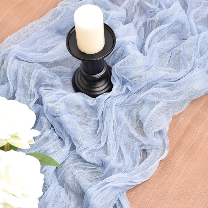Blue Cheesecloth Table Runner Cheese Cloth Wedding Birthday Party Decor | 10Ft - Image 3