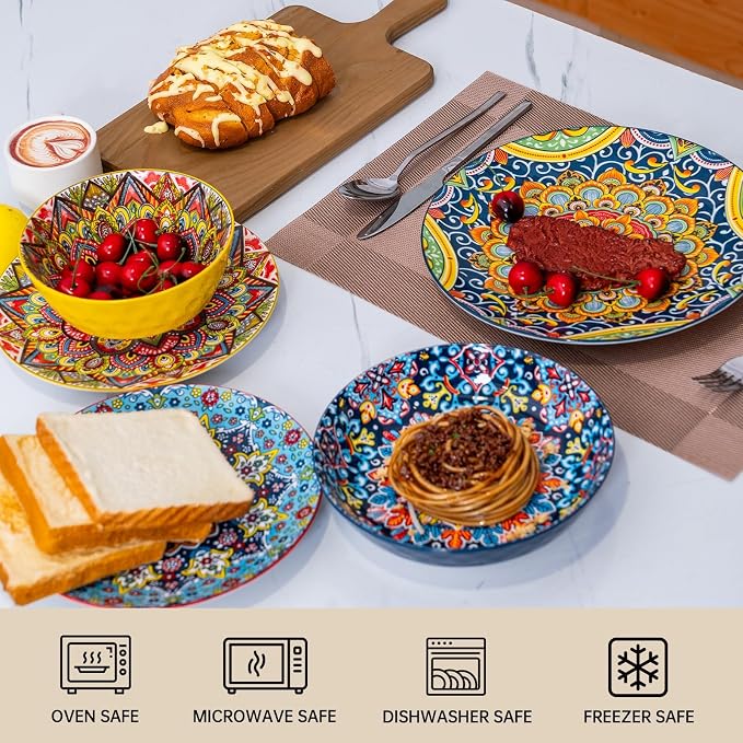 24 Pieces Dinnerware Sets, Plates and Bowls Set, Porcelain Dishes Set - Image 4
